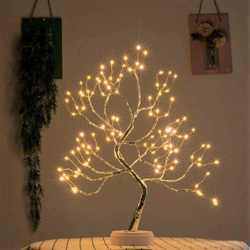 60 LED USB Star/Snow/Flower Christmas gift Tree Night light Copper wire Table Lamp for party room Holiday fairy decoration light