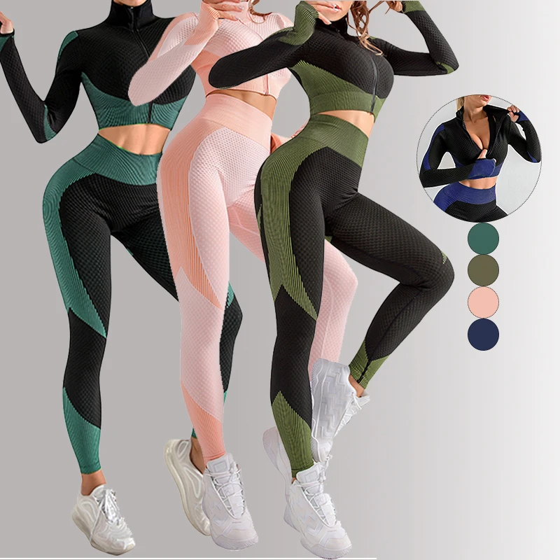 

Women Long Sleeve And Pants Leggings Jogger Suit Set Fitness Training Wear Tracksuits Jogger Sweatsuit