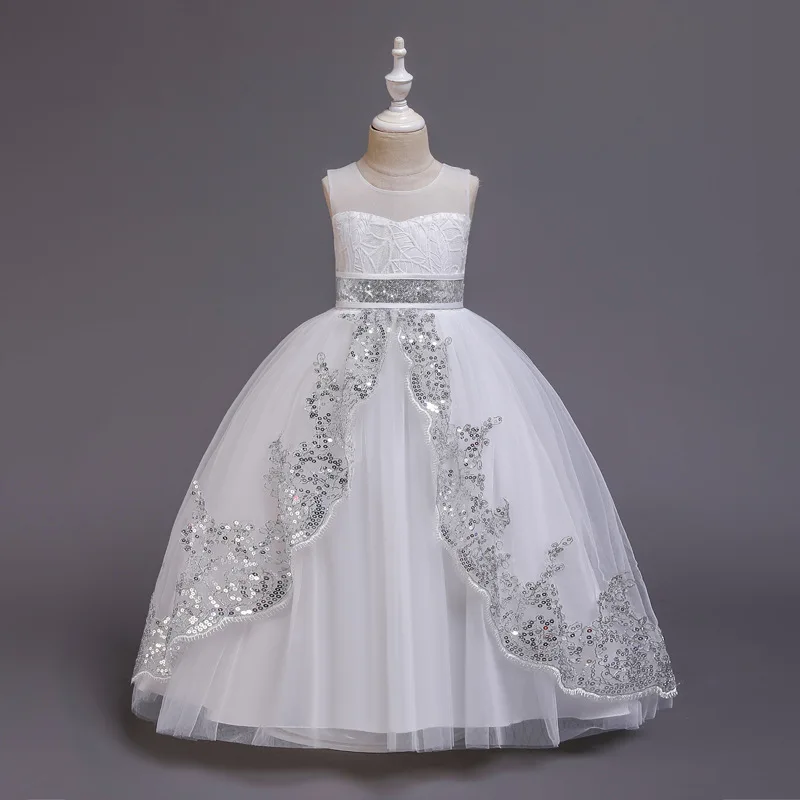 A11  children clothes summer Luxury sequined long frock design maxi Kids girls birthday party dresses