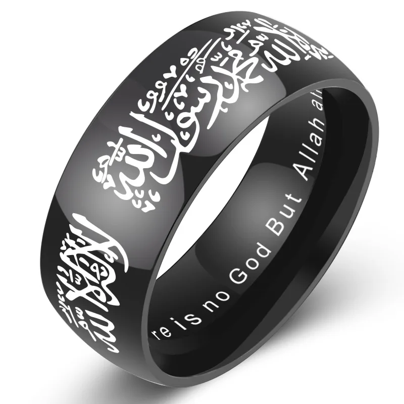 

Cool mans ring Religious Personality Stainless Steel Jewelry Letter Black Gold Plated Ring For Men