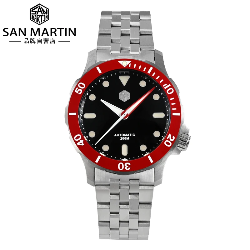 

San martin unique design 20atm bgw9 enamel dial nh35 mechanical automatic 316L stainless steel diver dive watch man for sale