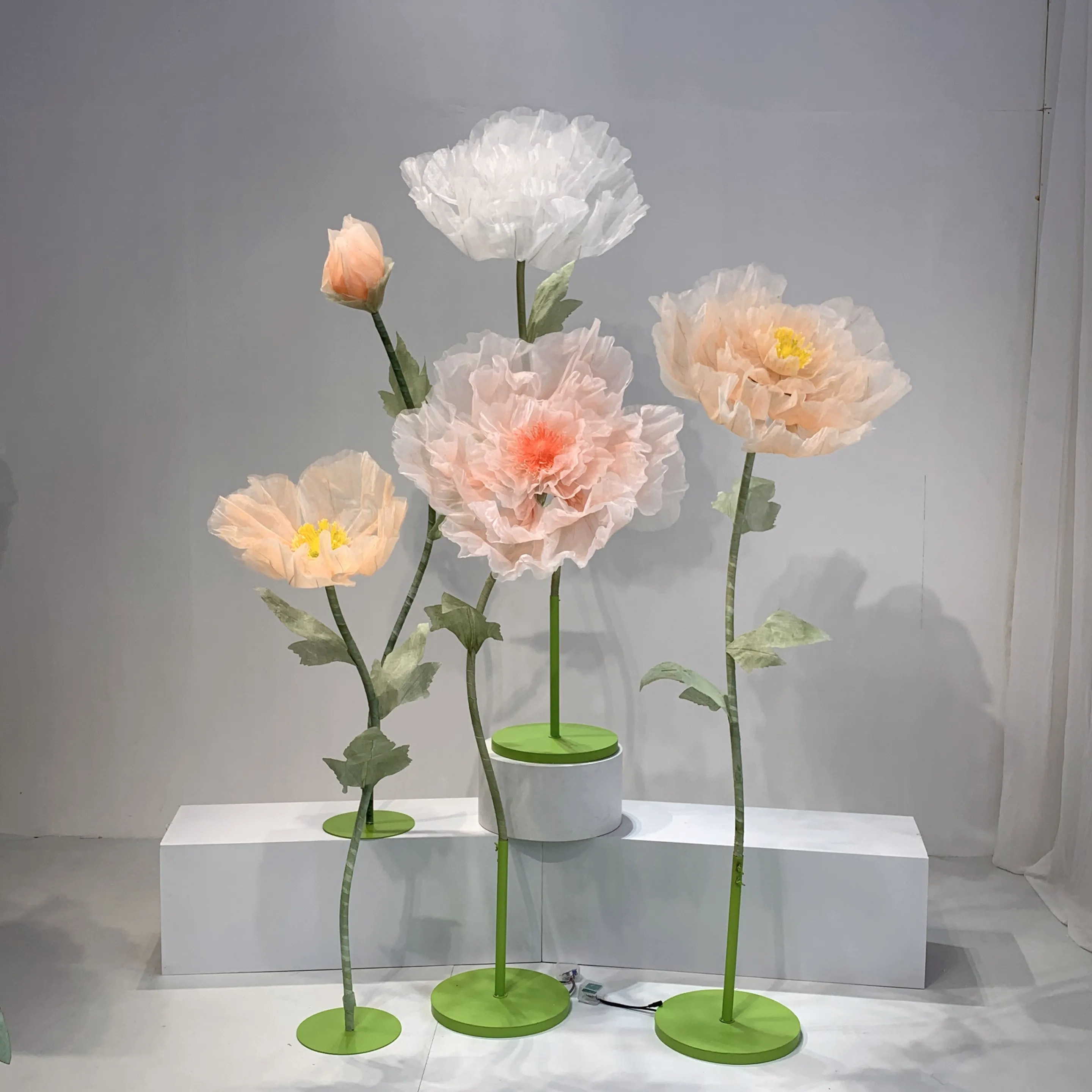 

handmade customize size big size shop window display decoration wedding rose silk giant organza flower