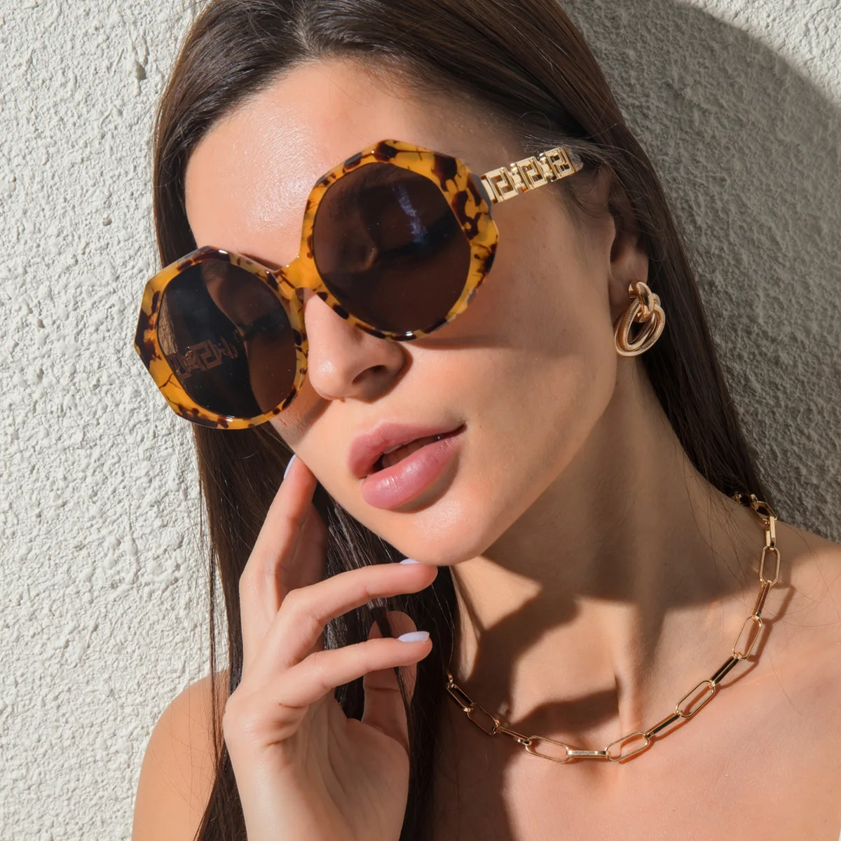 

Lmamba 2021 Fashion Polygon Oversize Women Sunglasses Luxury Lady Vintage Authentic Designer Shades Hexagon Sun Glasses
