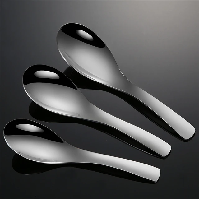 

Stainless Steel Spoon Household Chinese Round Bottom Spoon Kitchen Accessories, As show