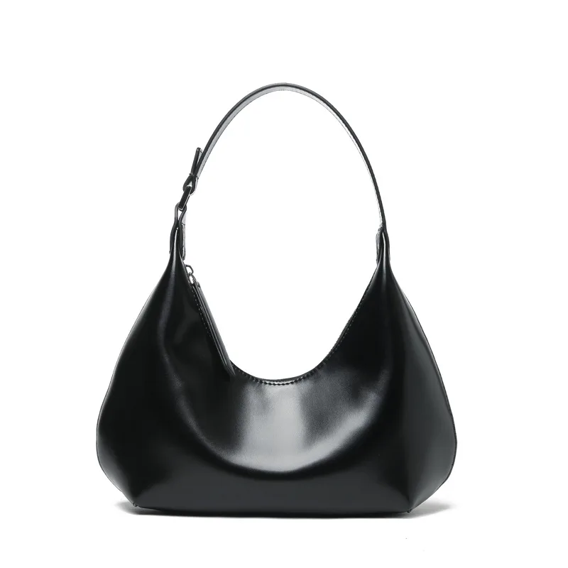 

New moon underarm one-shoulder handbag in kraft leather 2021 summer fashion leather moon bag in solid color, 3 colors