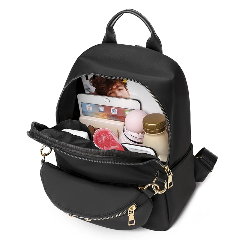 

Custom luxury high capacity girls college school women casual oxford backpack for traveling, Black , beige