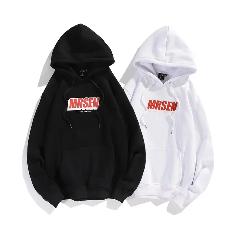 

Men White Hoodie Solid Color Plus Velvet Oversized Hooded Hip Hop Streetwear Sweatshirt Couples Pullover Hoodie Cotton Tops, Picture shows