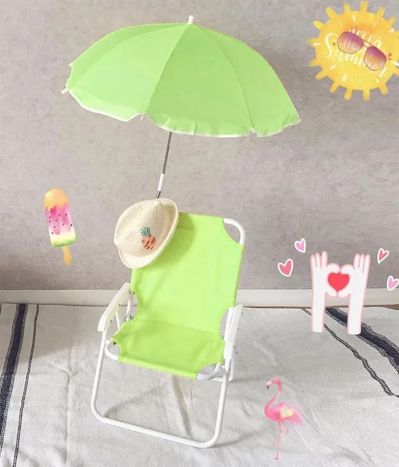 New Arrive Kids Folding Beach Chair With Umbrella Oxford Fabric