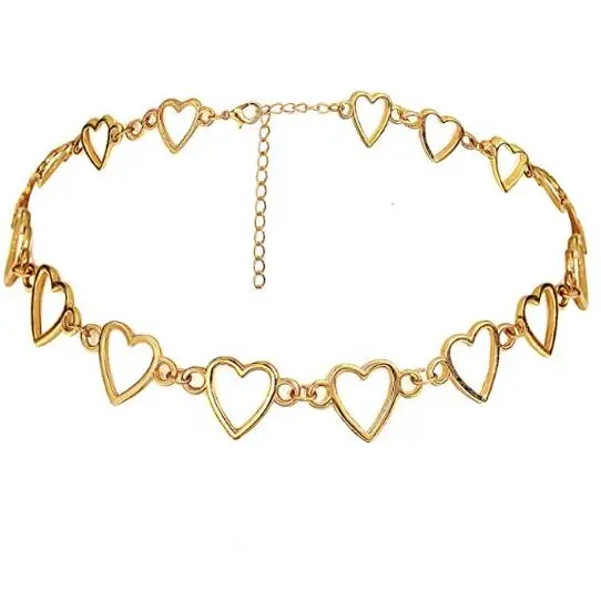

Simple Geometric Round Neck Chain Collarbone Necklace Heart Necklace for Women