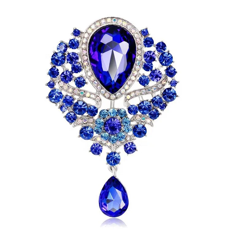 

2020 Luxury Desgin Colorful Glass Drop Shape Crystal Pendant Wreath Rhinestone Corsage Brooches