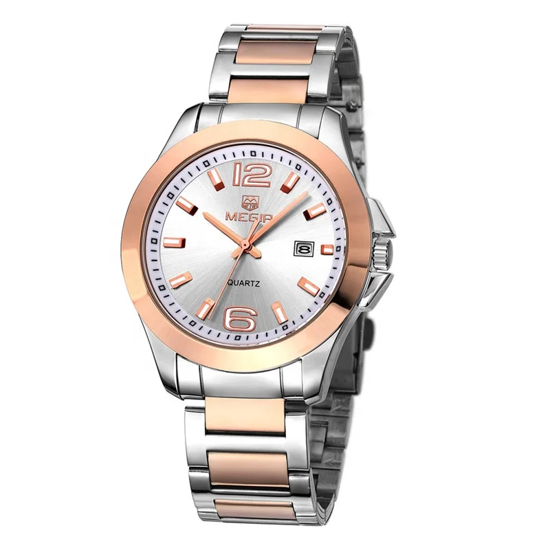 

Luxury Megir Classic Lady Watches Steel Band Rose Golden Casual Quartz Women Wrist Watch