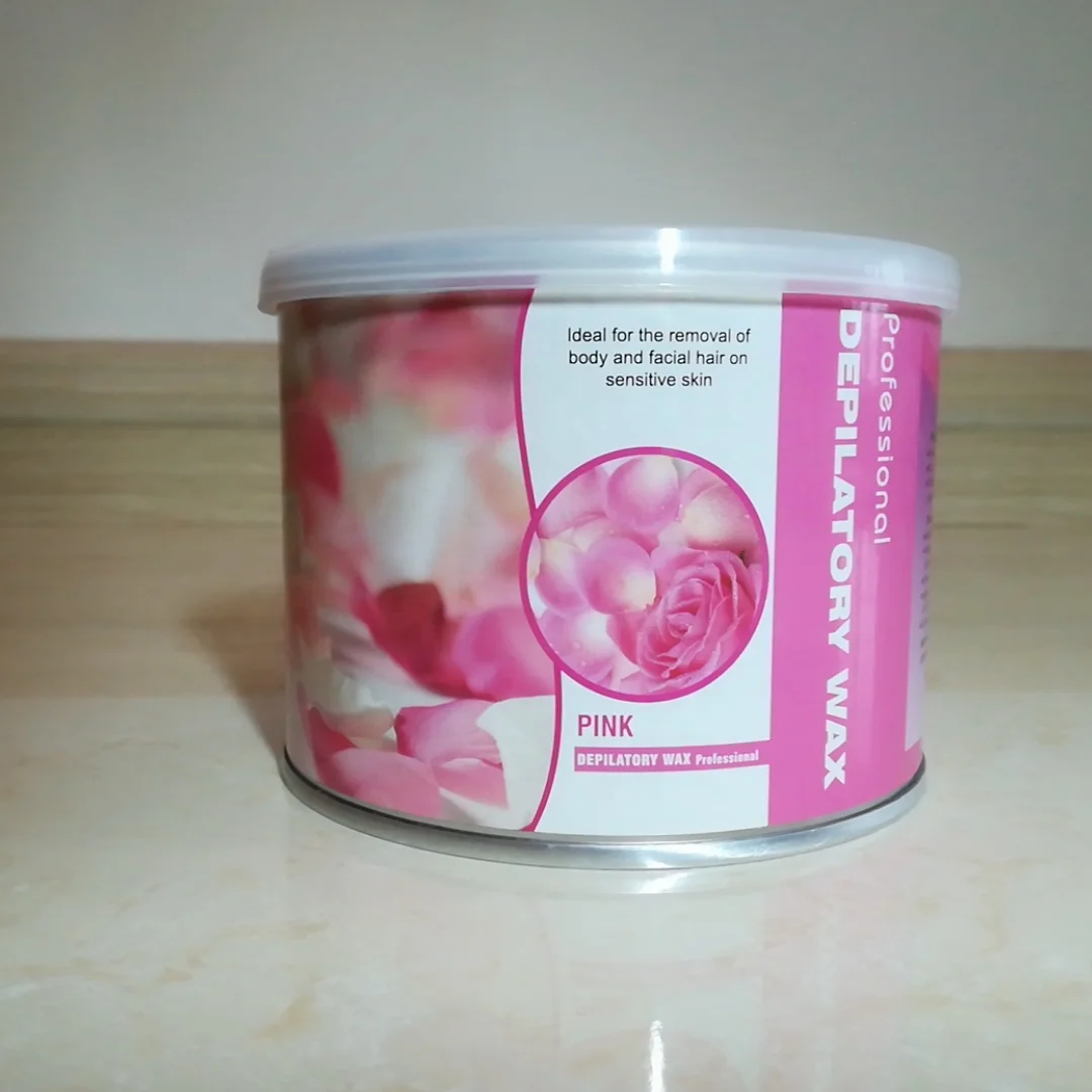 

400g 14oz small round tin can beauty skin care good quality grand super color rose red ear soft depilatory wax