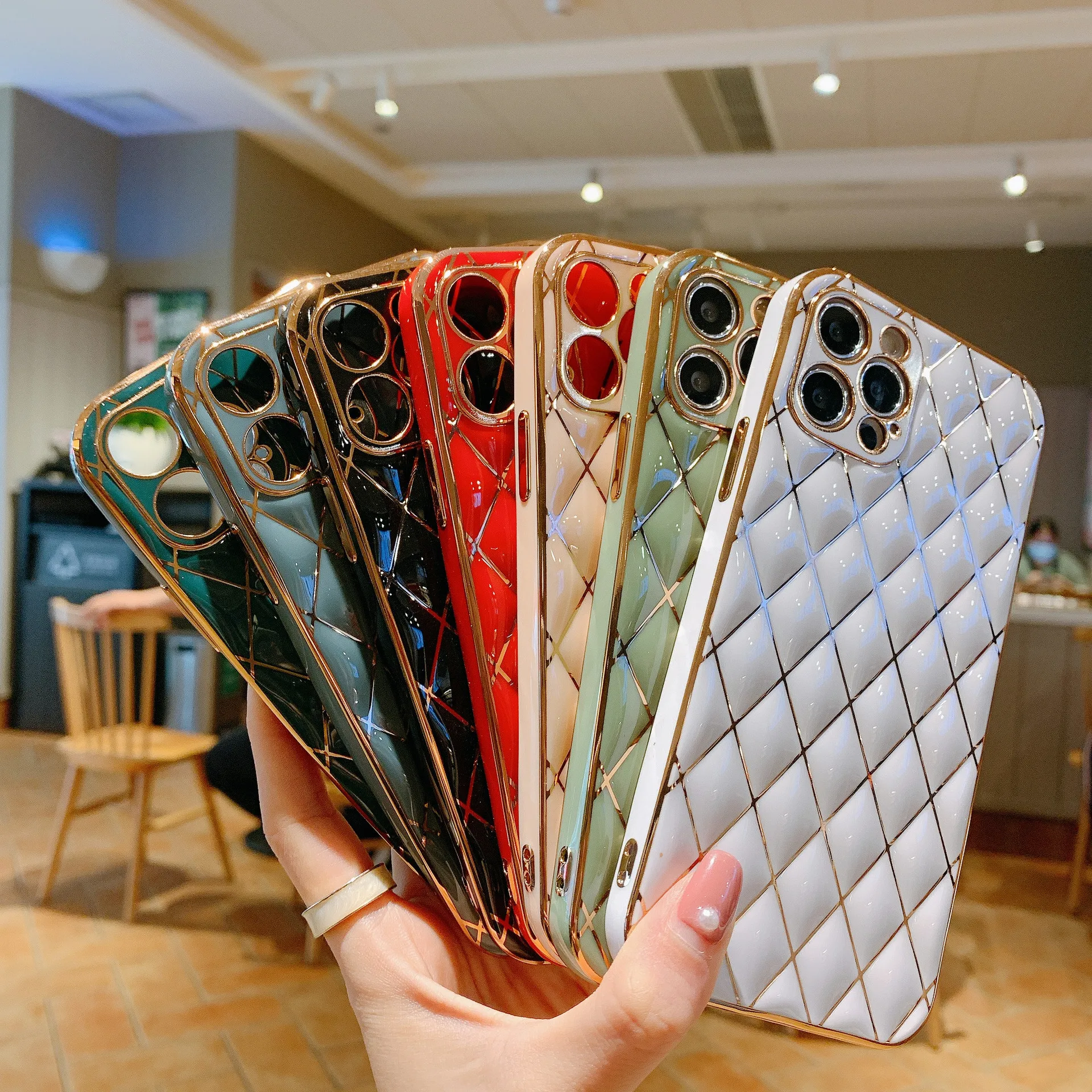 

Luxury Diamond Designer Plating Glossy Soft TPU Phone Case For iPhone 12 Pro Max Mini 11 Pro Max 13 Pro