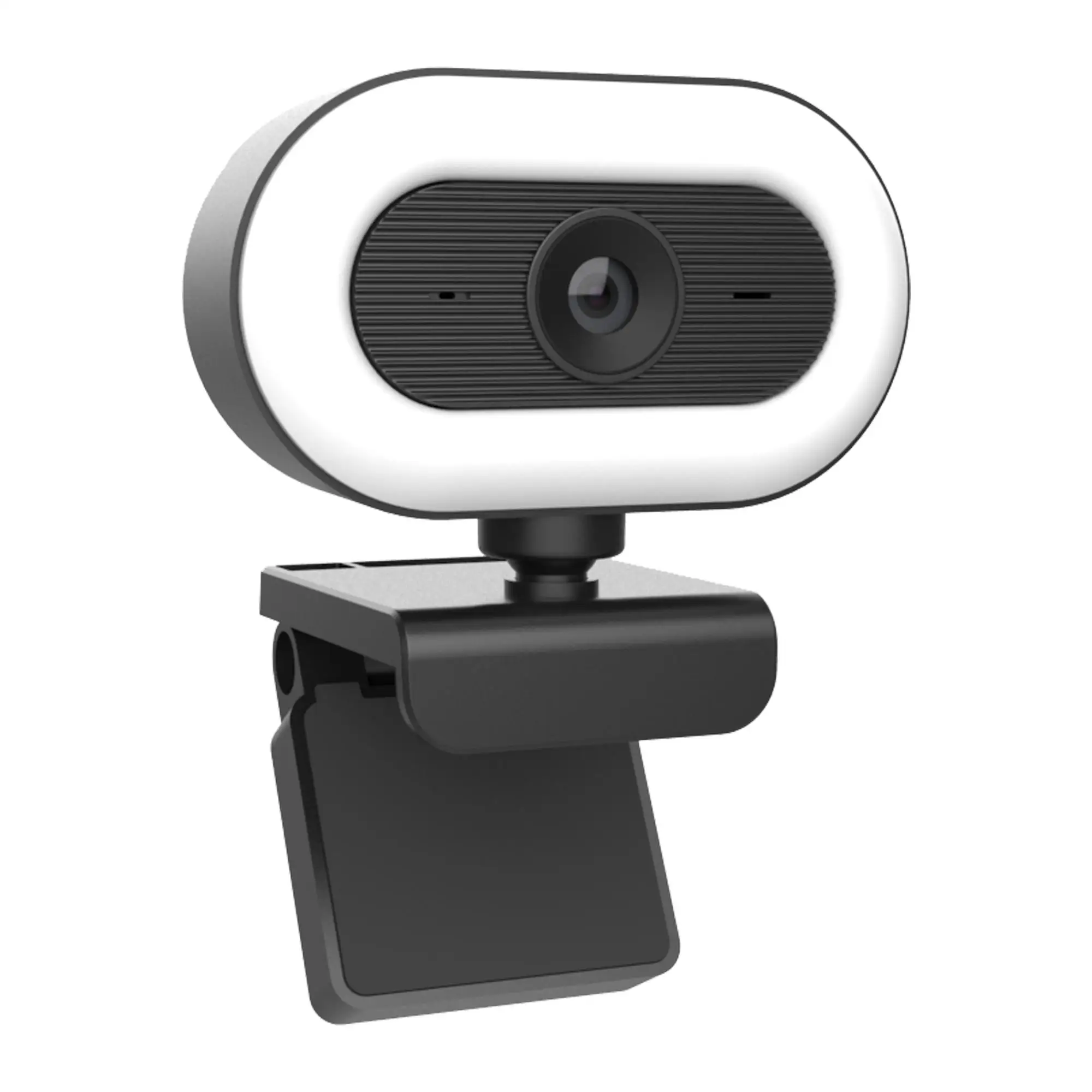 

New H.264 webcam 2K Full HD webcam 1080p with adjustable ring light for desktop computers, Black