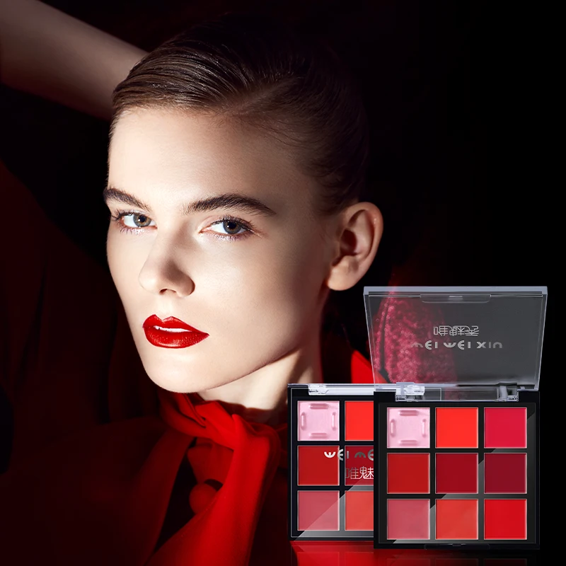 

Custom Logo Makeup Cosmetics Professional Lipstick Palette For 9 Colors Matte Lip Cream Palette, 9 colors/palette