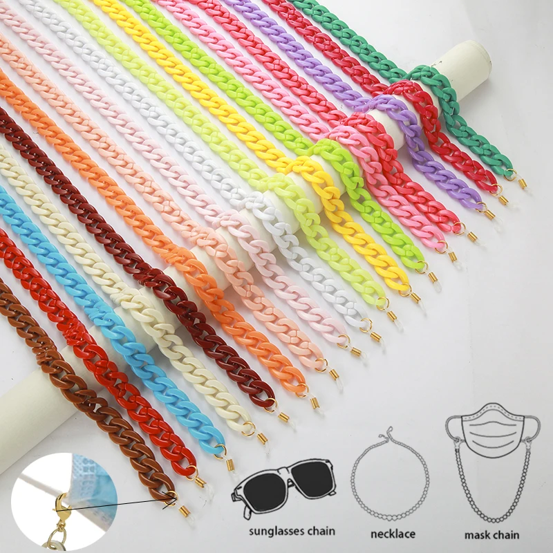 

Spring Chunky Acrylic Resin Chain Glasses Strap Candy Color Sunglasses Lanyard Hanger Ladies Accessories Reading Masked Chain