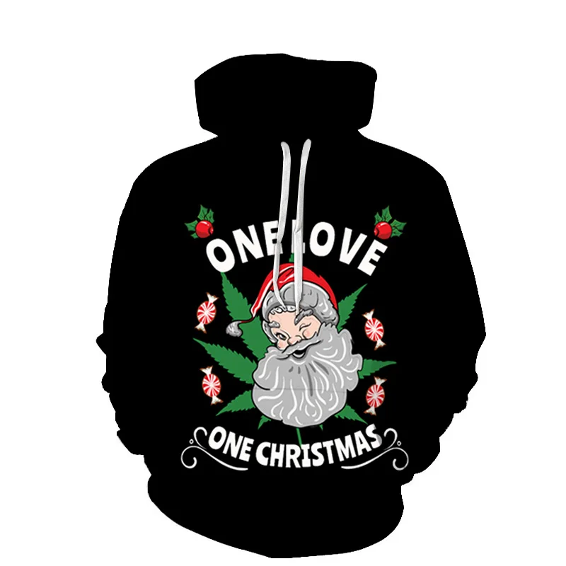 

Santa Claus head black 3D printed hoodie