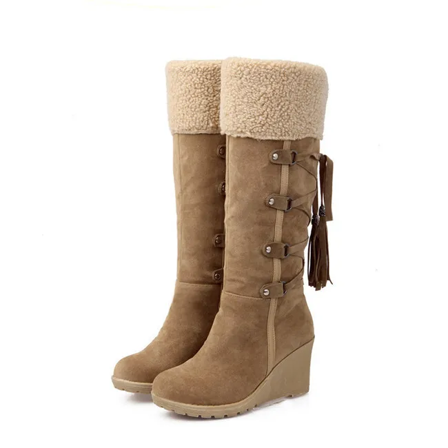 

Mid-calf High Heel Boots Shoes 2020 Winter Women Wedge Snow Boots, Picture color