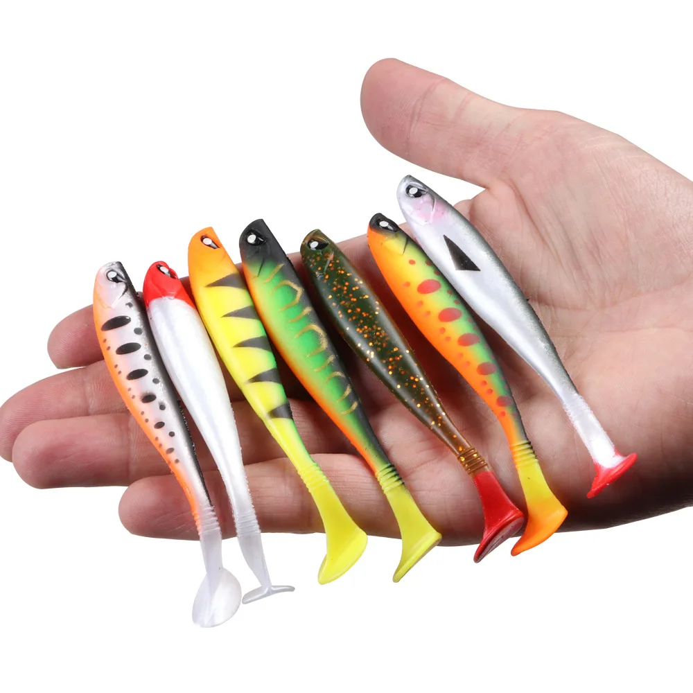 

TOPIND 9.5cm/4.5g PVC T Tail Soft Fishing Lures for Fish Attraction, 6 colors