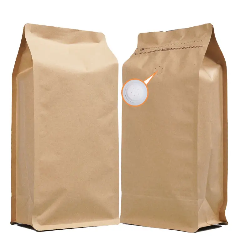 

in stock hot sale coffee beans packaging bag eight side seal zipper lock with valve coffee pouch bag coffee nuts tea powder bag