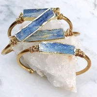 

BD-E353 fashion Blue kyanite bar shape bangle bracelet gold plated wire wrapped jewelry