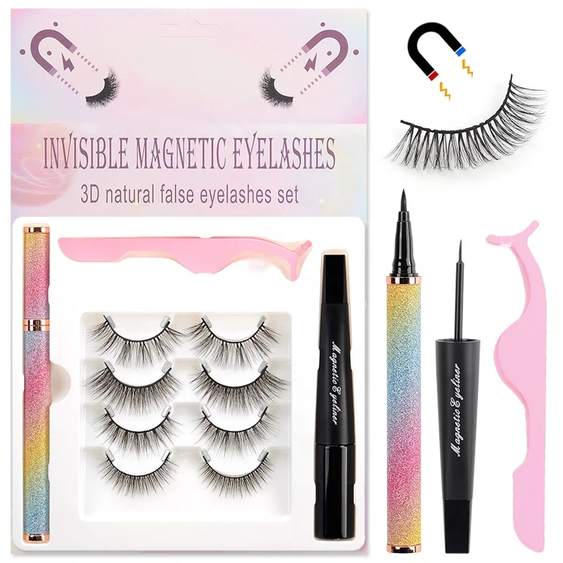 

Factory price Invisible magnetic eyeliner lashes custom packaging private label 5d wholesale Invisible magnetic eyelashes