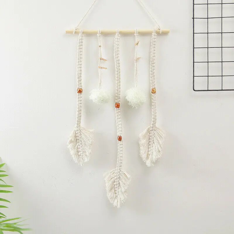 

Boho Wall Hanging Macrame Feather Tassels Tapestry Photo Display Home Decor Tassel Wall Pictures Organizer, Multicolor