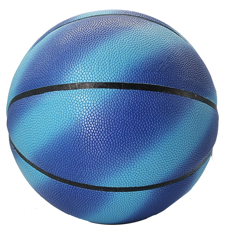 

New Design Gradient Blue High-end PU Trend Design Wholesale Basketball Size 7# PU Leather, Black