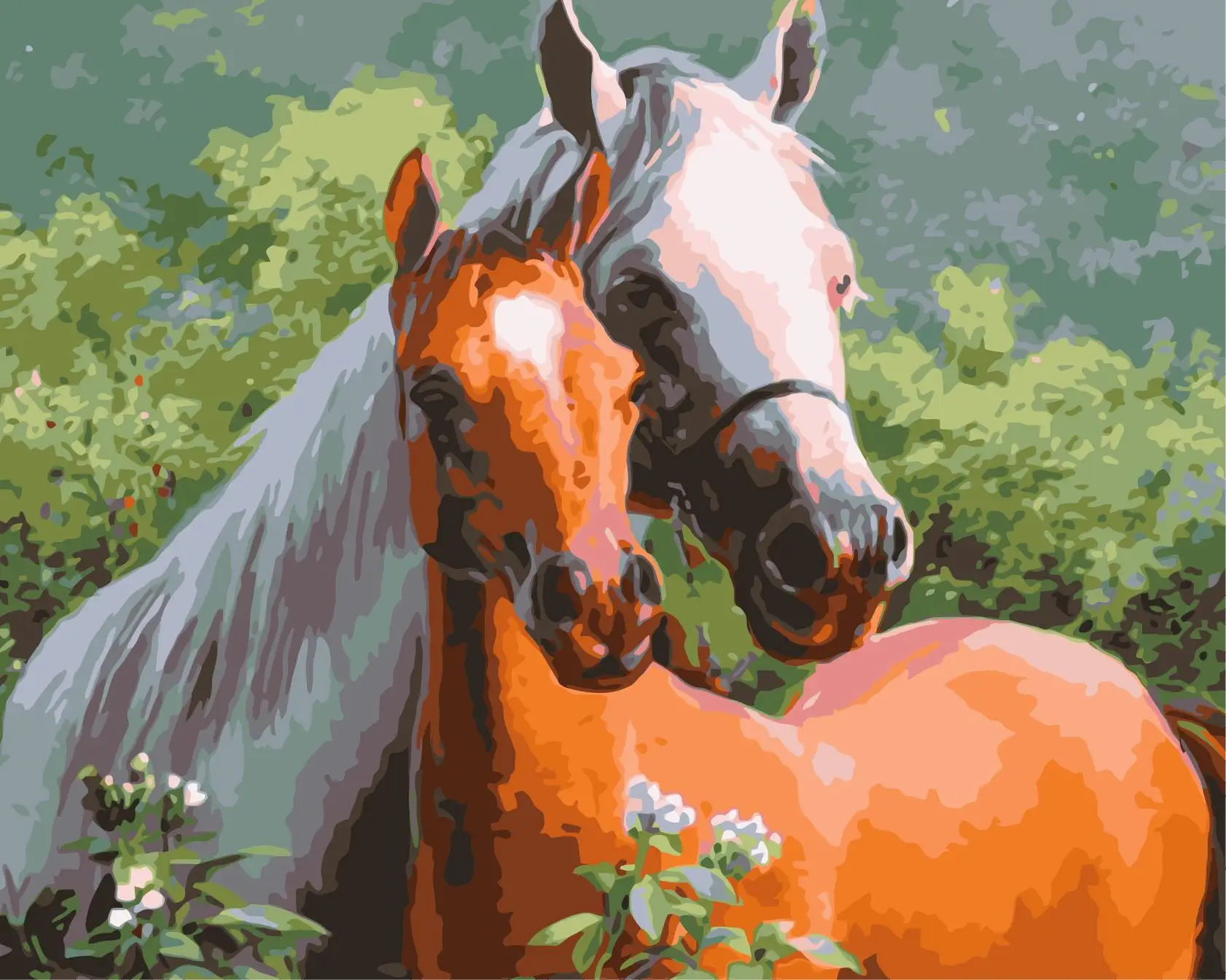 Алмазная мозаика пара лошадей