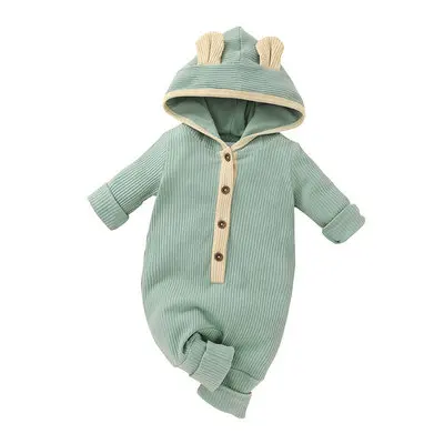 

2021 cute new born baby clothes 100% cotton soft knit long sleeve boutique boy and girl plain Autumn winter baby romper