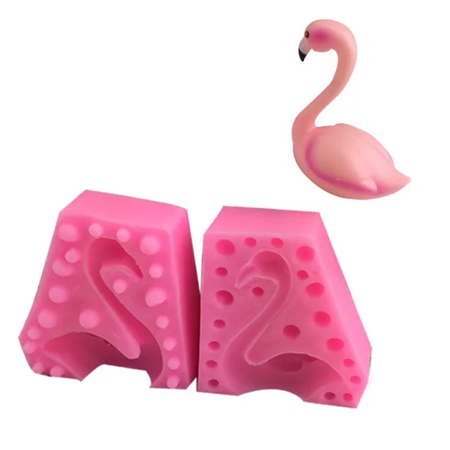 

3d new Diy flamingo fondant silicone cake mold for baking, Random