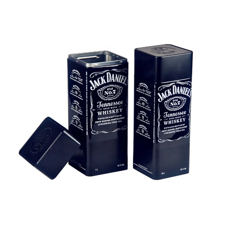 Empty Whisky Metal Container Vintage Bottle Package Metal Cans square Shape Deep Wine Tin Box.jpg
