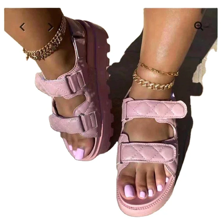 

New comfortable and fashionable women's sandals with gold chain in 2022 summer thick bottom of Muffin shoes, Black ,white, red