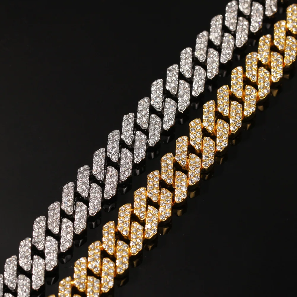 

2021 18-60mm Wide Heavy Chain Iced Out Bling Diamond Curb Cuban Link Chain Hip Hop Chain Necklace