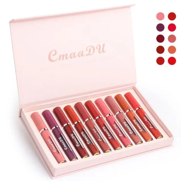 

10 pcs Matte Lip Gloss box non stick cup waterproof Foggy surface Lipstick