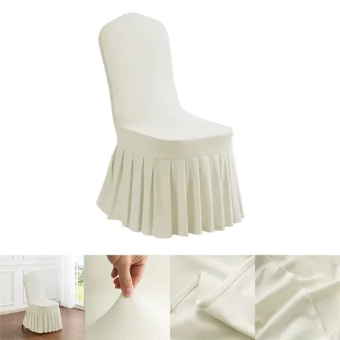 White Polyester Chair Slipcover Elastic Washable Chair Cover for Wedding Hotel Banquet Meeting