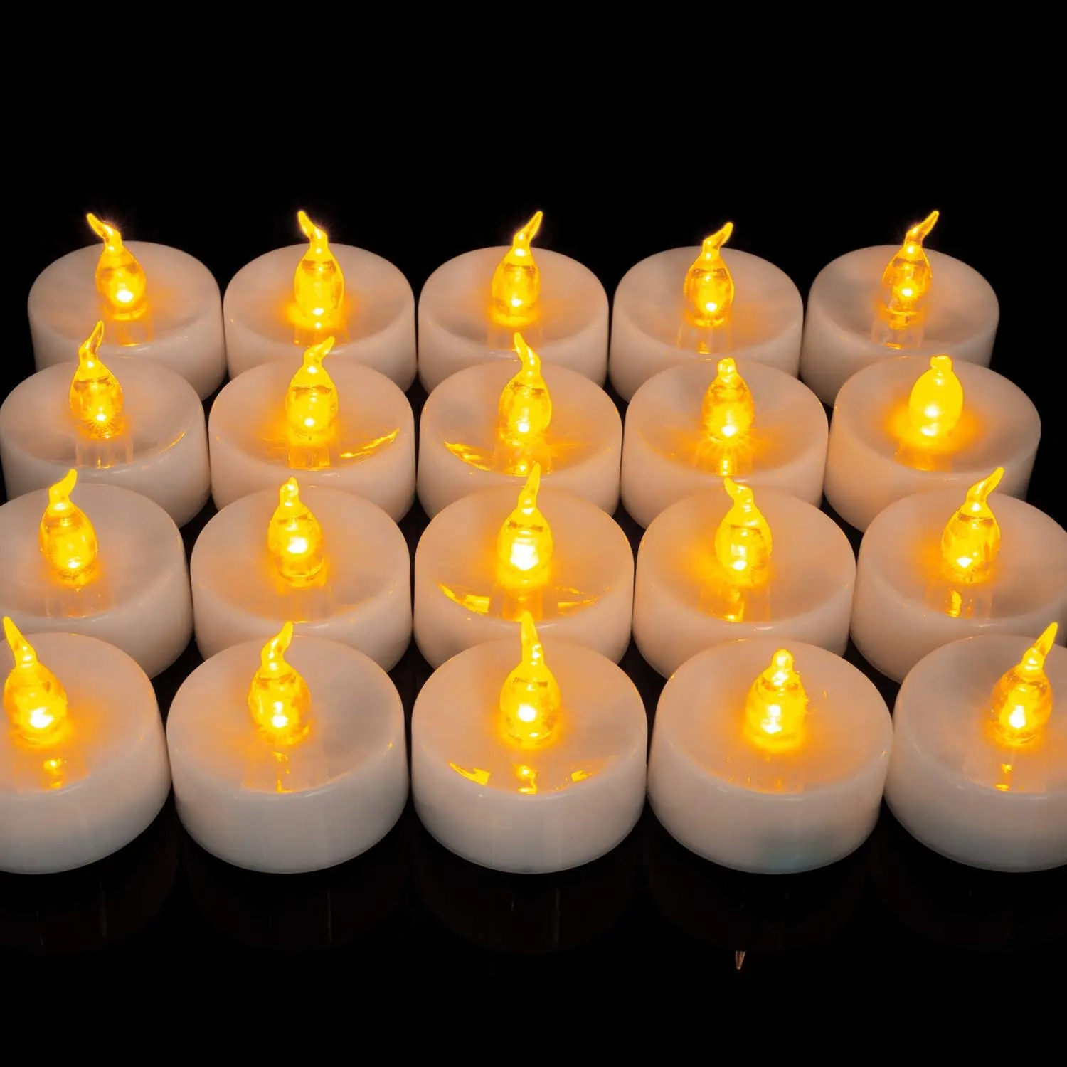 High Quality New Christmas Yellow Halloween Set of 24 Homemory LED Tea Lights Flameless Flickering Tealight Candle Factory