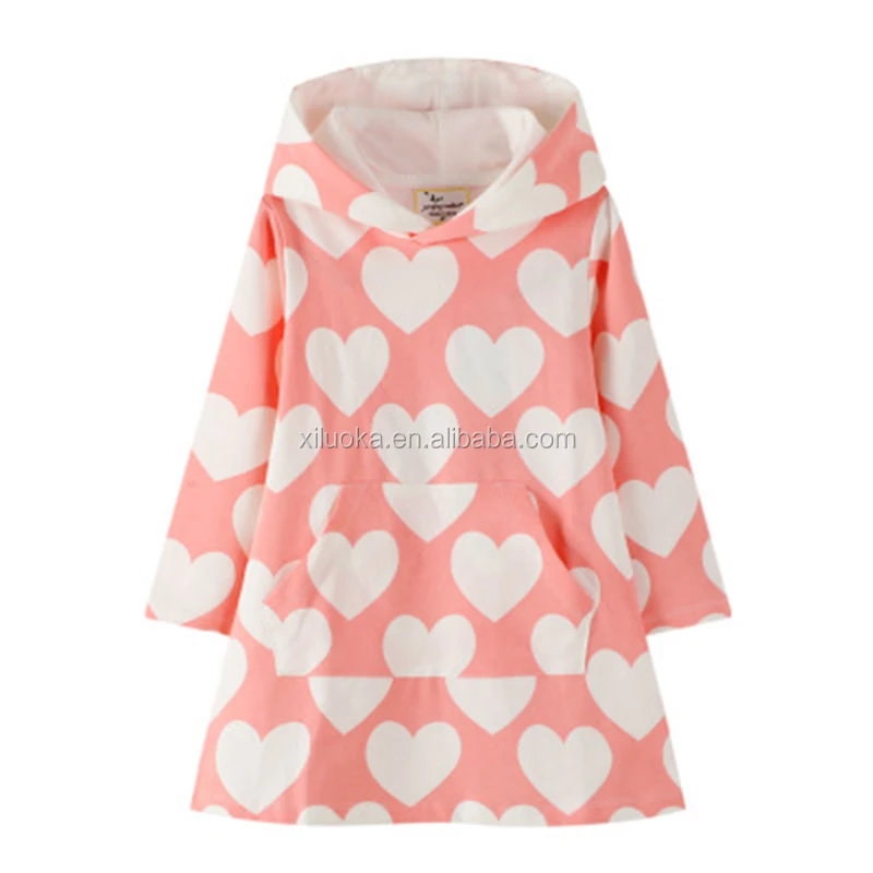 

New Design Hot Sale Heart-shaped Pattern Cute Baby Girl Autumn Dress Long Sleeve Dress, Picture