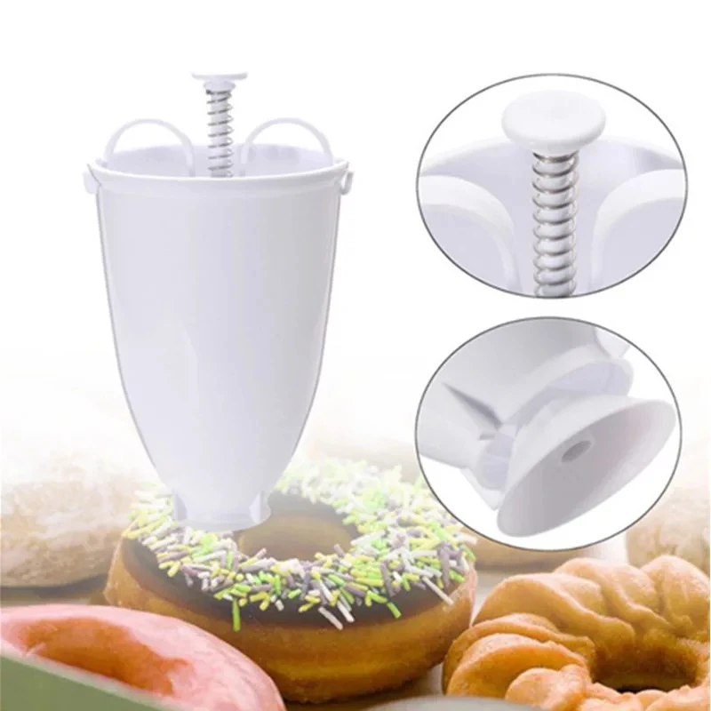 

C304 Plastic Mini Donuts Maker Dessert Dispenser Deep Fry Donut Mold DIY Baking Tools Easy Fast Portable Arabic Waffle Mold, White