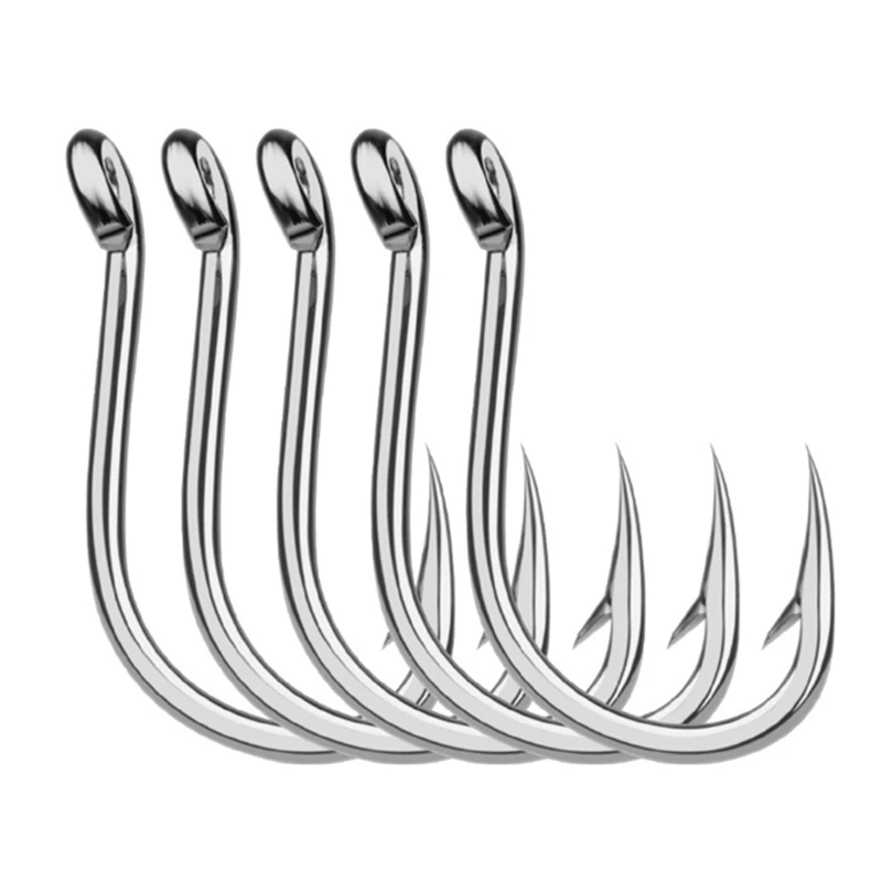 

10pcs Octopus Fishing Hooks High Carbon Steel Hooks with Barbed Hook 5 Different Size, Silver