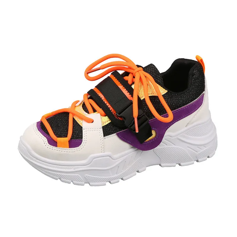 

Summer 2020 New Ultra-light Running Shoes Color Matching Cross Straps Women'S Fashion Sneakers, Red/white/yellow