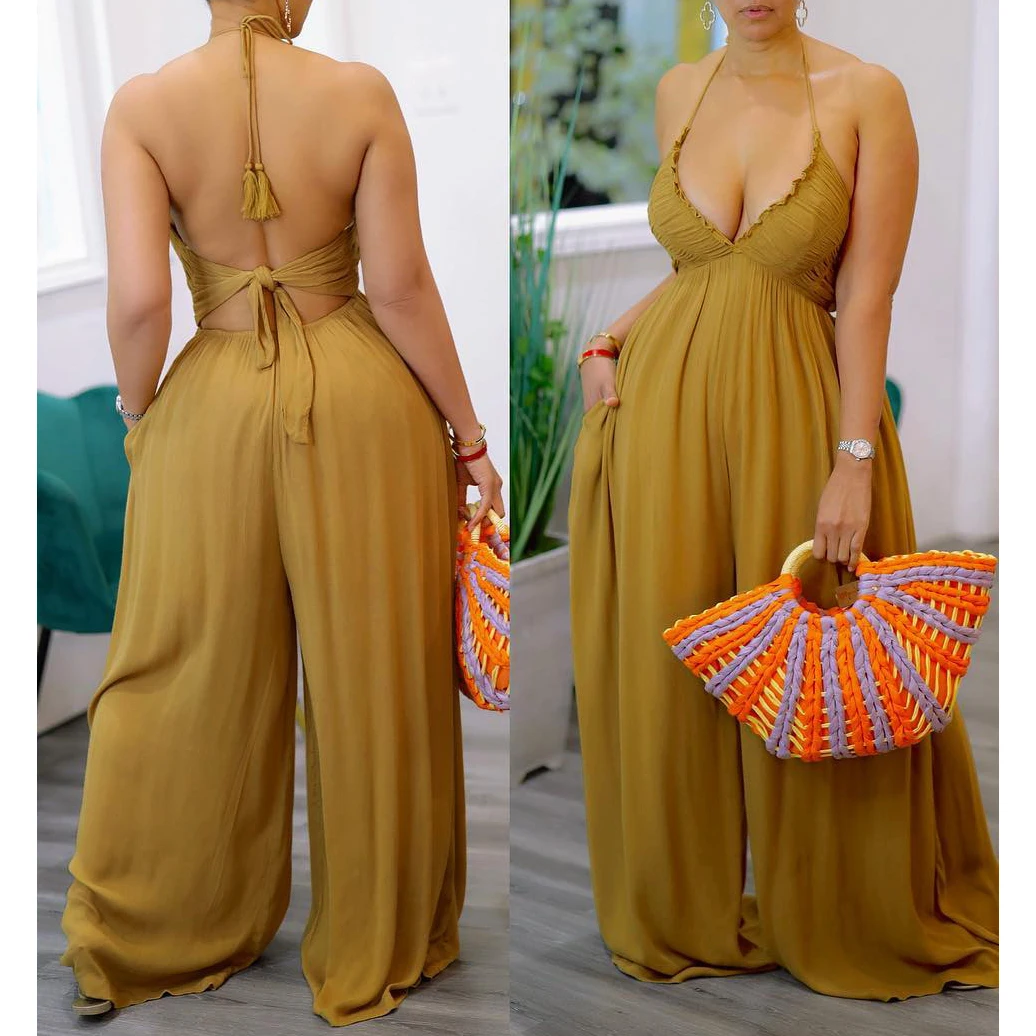

FS7338D Plus sizes casual women loose jumpsuits