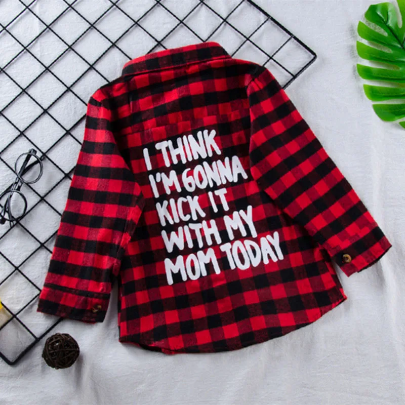 

Wholesale red black plaid back graphic long sleeve children boutique clothing girls blouse shirts, As picture show