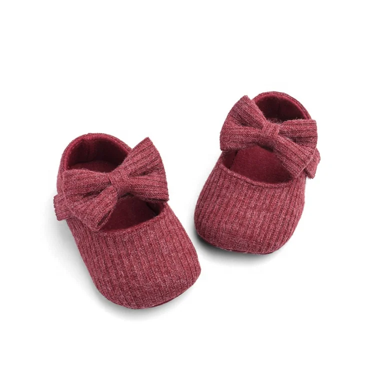 

Fashion Pretty Style Four Seasons Best-Selling Woolen Bow Princess Shallow Baby Shoes Soft-Soled Toddler Baby Girl Shoes, As picture