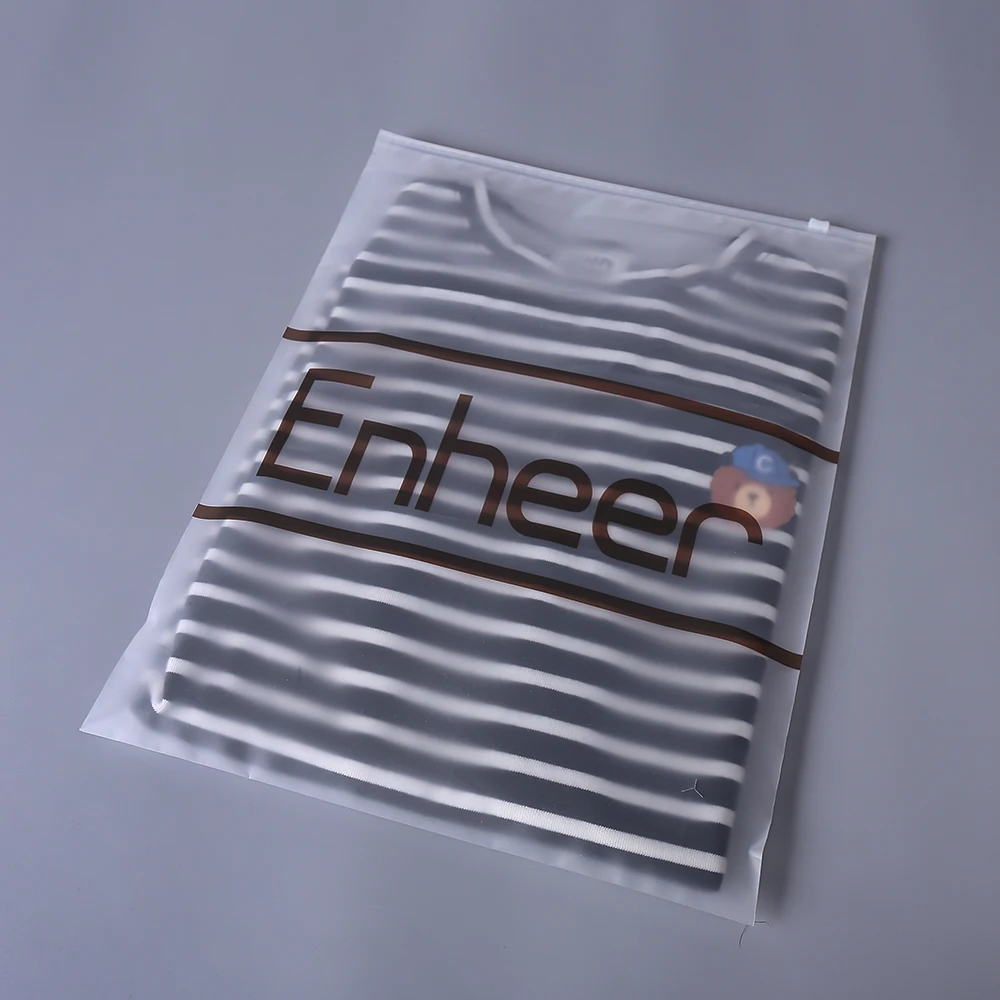 custom printed frosted plastic zip lock bags  t shirt garment plastic poly bag for clothes