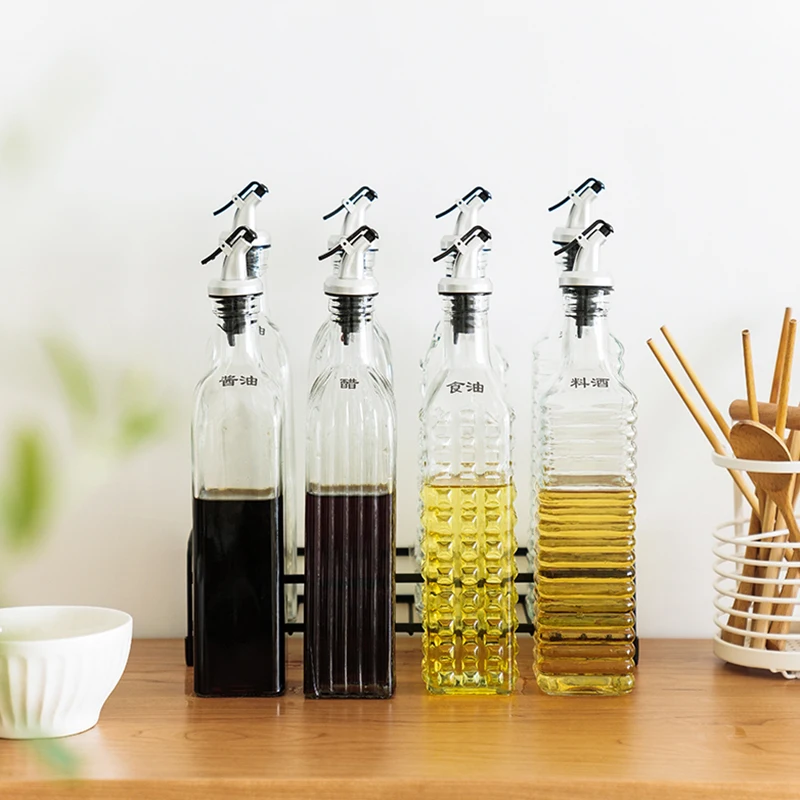 

High quality kitchen square glass oil pot the household 500ml seasoning bottle oil sauce vinegar glass container 3138