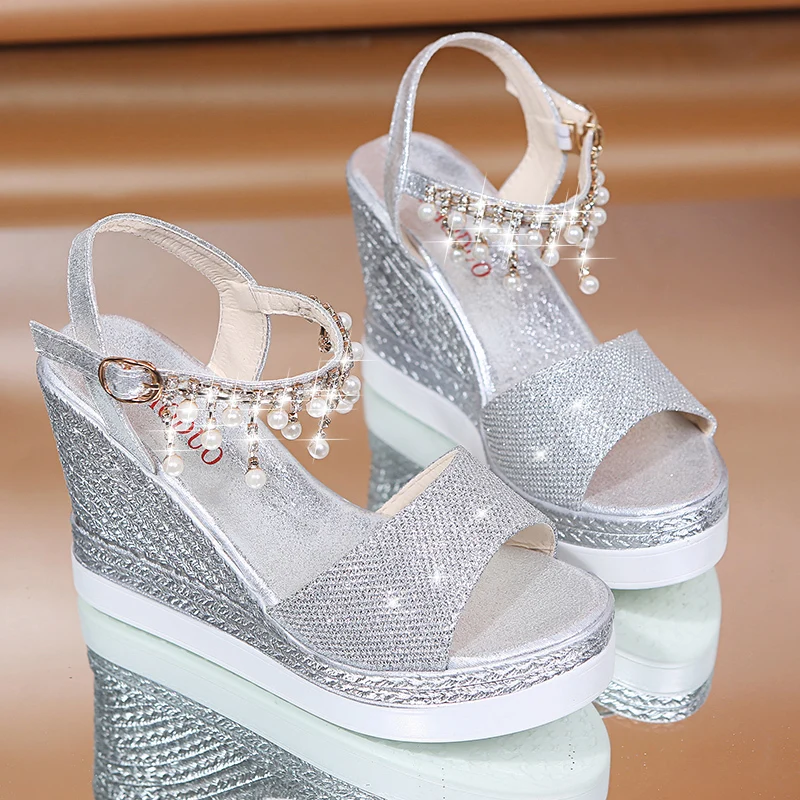 

Summer super high heels small women's shoes casual slope HEELS SANDALS