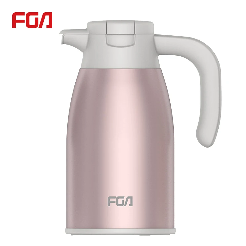 

FGA European Design Stainless Steel Thermal Coffee Carafe Vacuum Insulation Thermos Tea Coffee Pot with Press Button, Deep blue, red, white, pink, gold