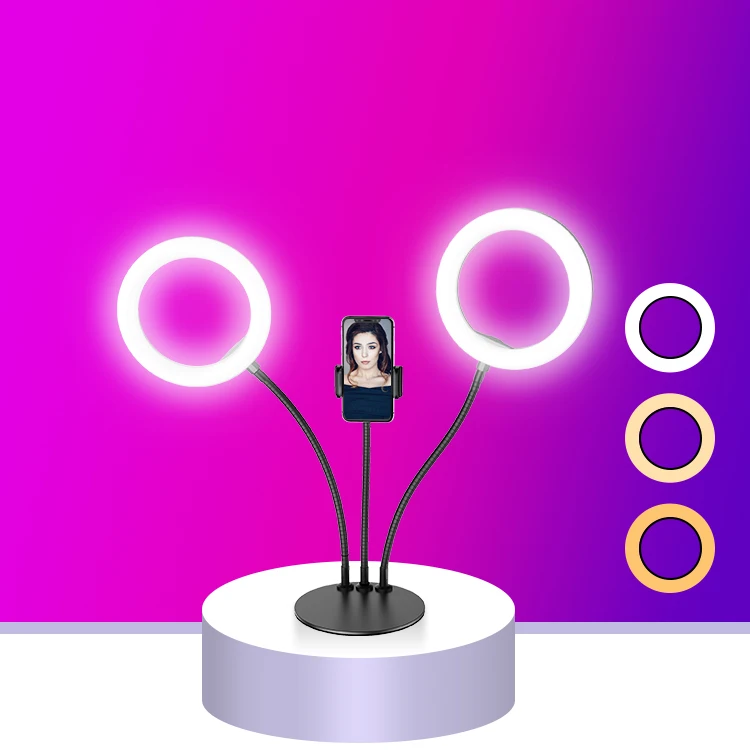 

8 inch double ring light for vloging youtuber, Black