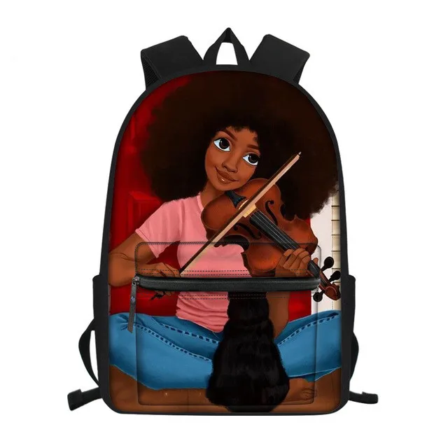 

School Bags Kids Large Shoulder Bookbag Black Art African Girl Printing Junior Schoolbag Children Bag For Teenagers Girls, Customized color